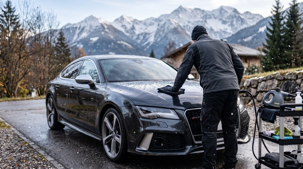 Nettoyage voiture en Savoie avant l’hiver, carrosserie protégée face au sel